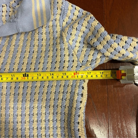 Maurices Womens Blue Cream Ivory Open Knit Collared Sweater Size XS 100% cotton - Picture 5 of 7